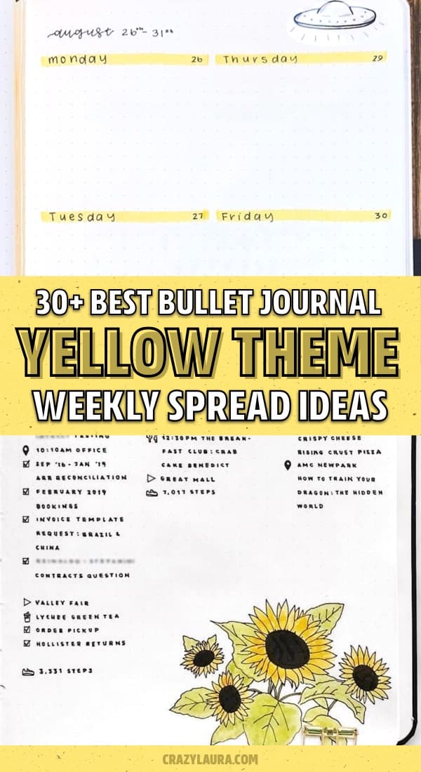 yellow themed bujo examples