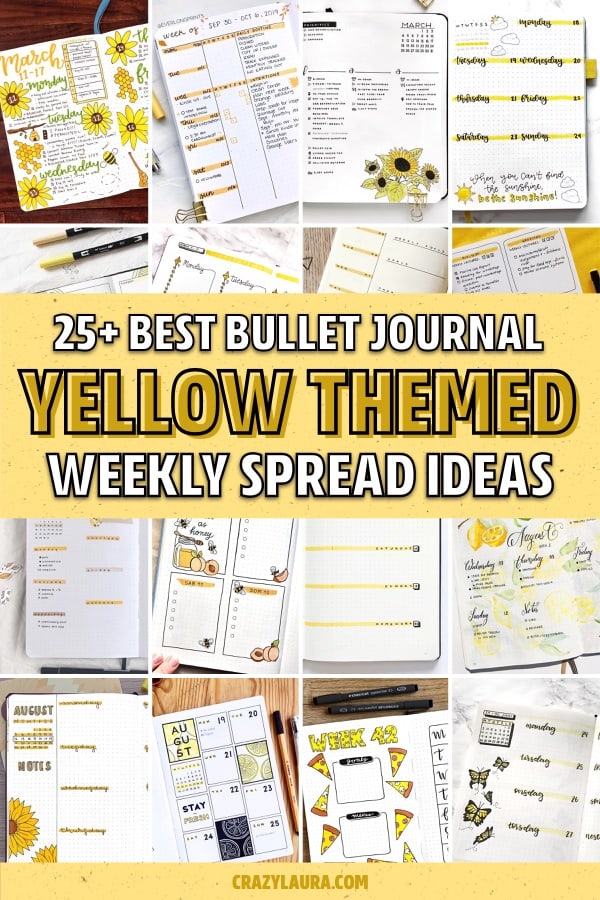 weekly spread ideas with yellow