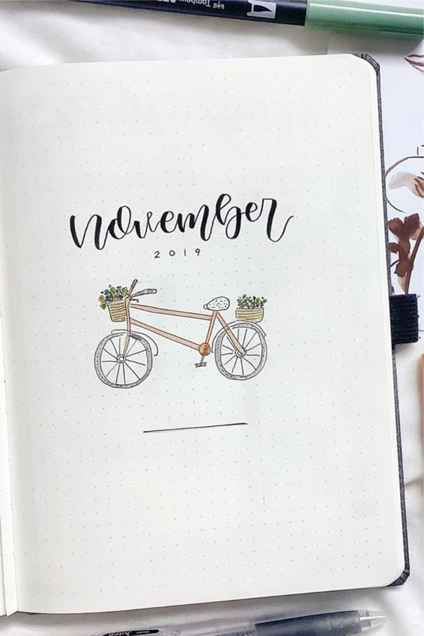 bullet journal cover page for november