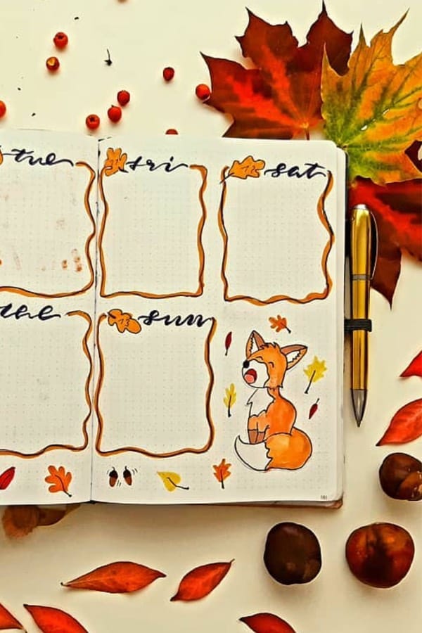 fox theme weekly spread for fall
