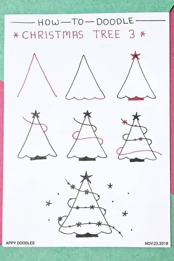how to doodle christmas tree in bujo