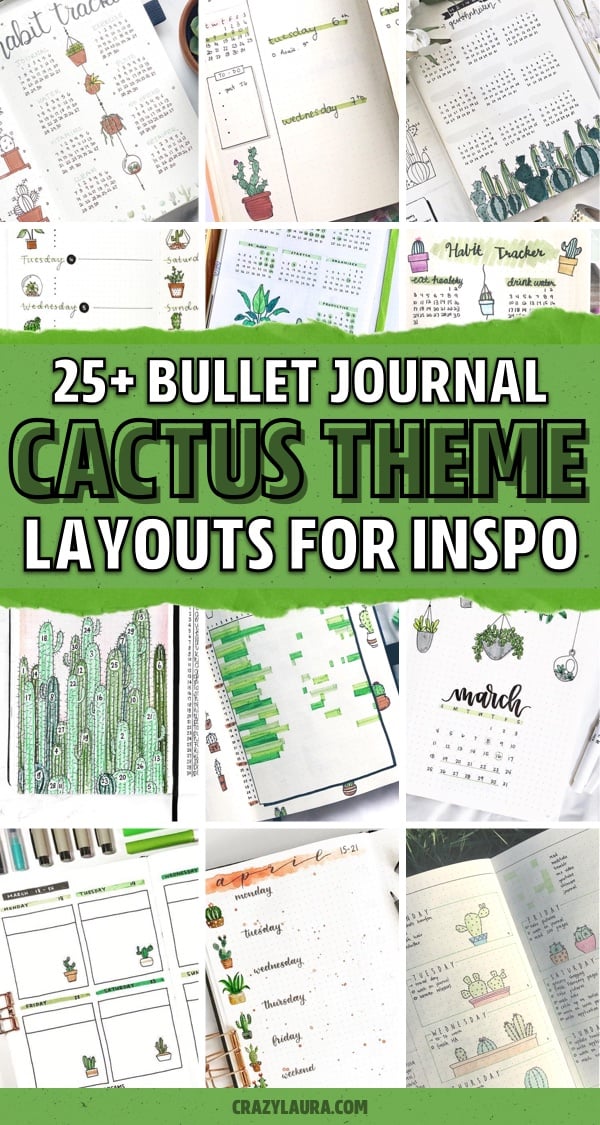 cacti themed dot journal pages