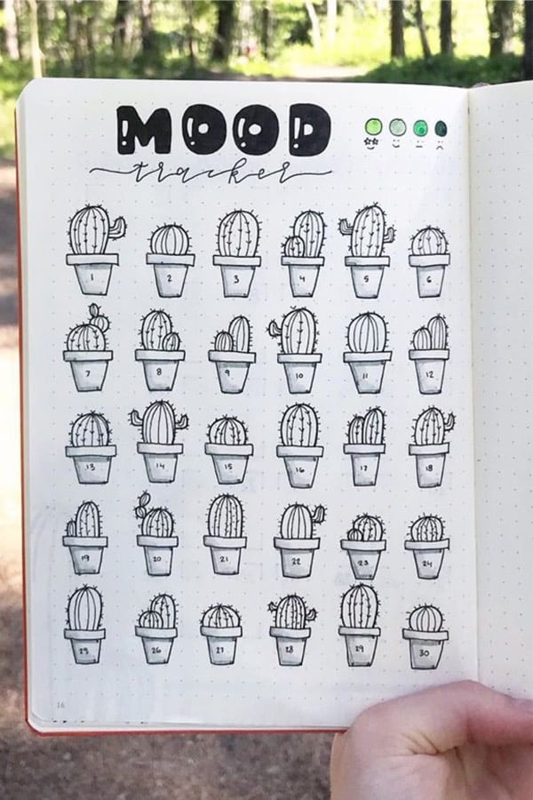 mood tracker with cactus theme