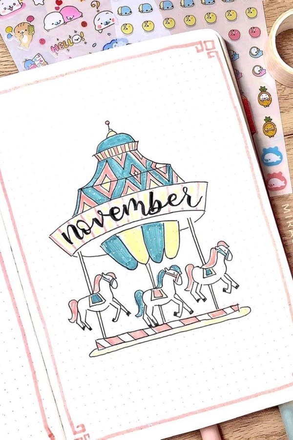 cute november cover with horses