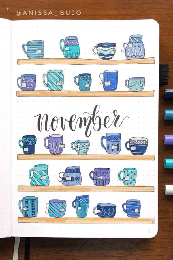 cute november cover page with doodles
