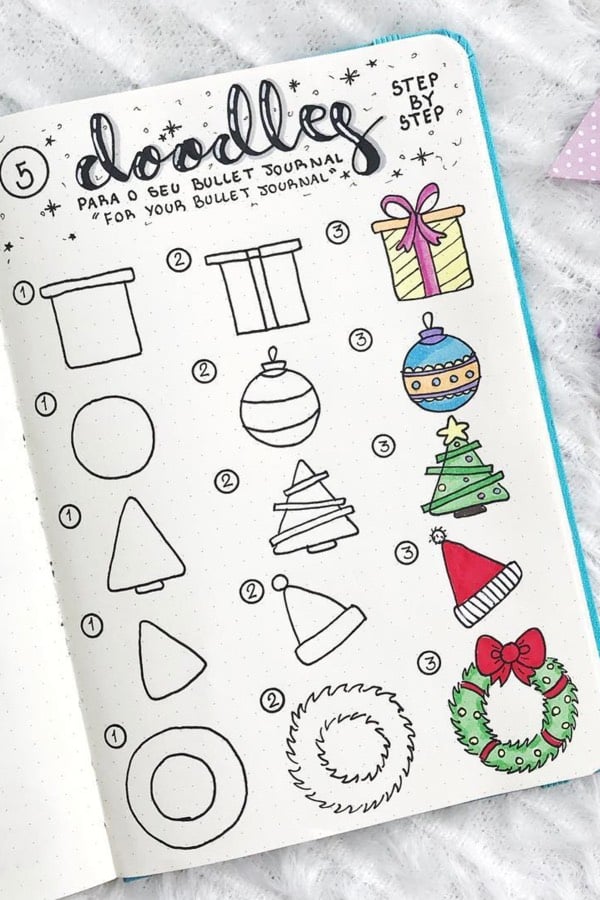 step by step holidy doodle tutorial