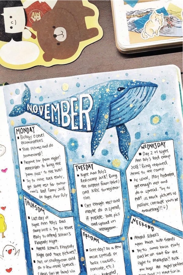 whale themed weekly spread