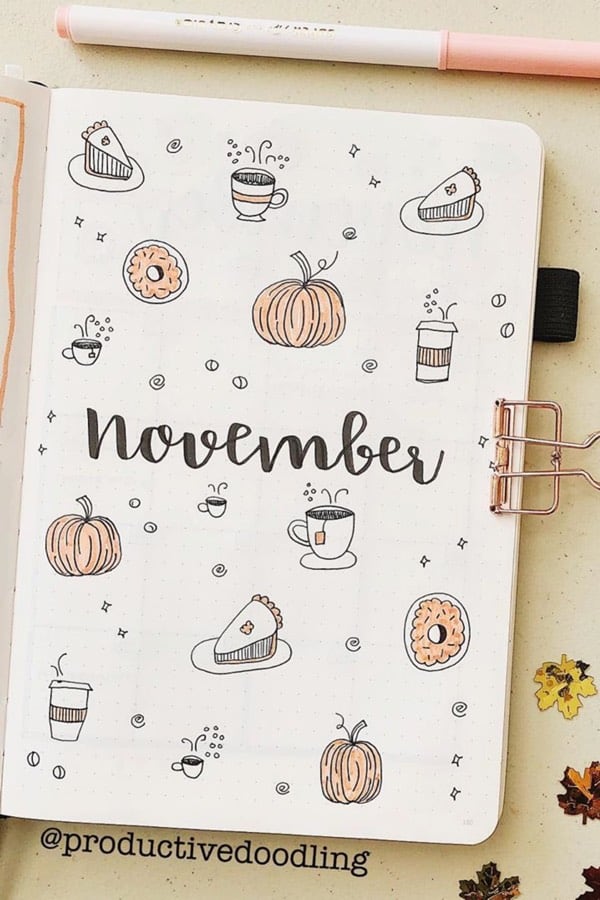 cute bullet journal cover for november