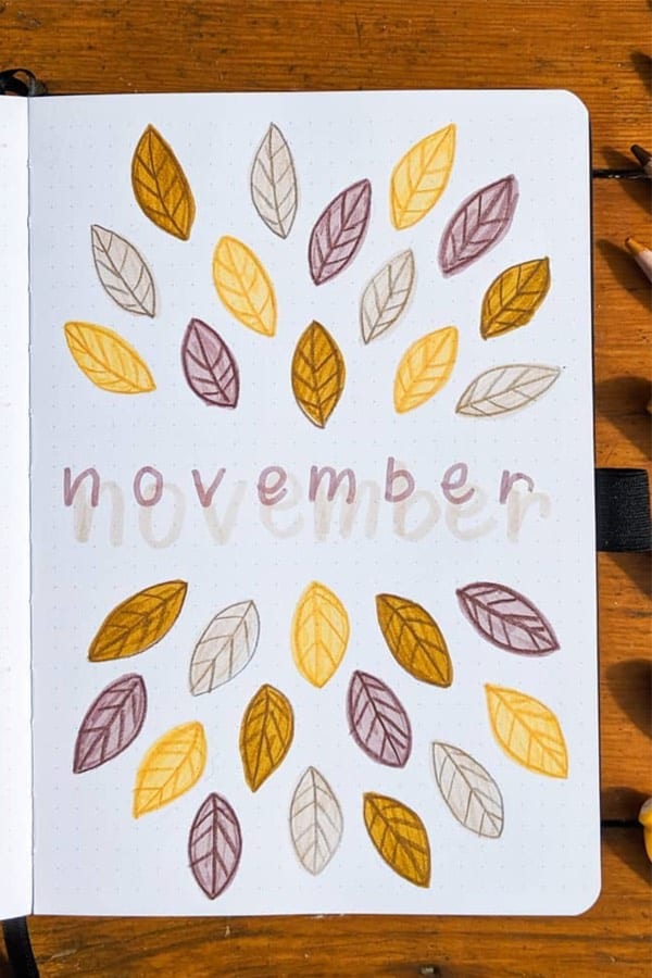 simple autumn bullet journal cover spread