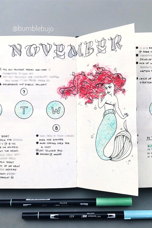 november weekly spread with dutch door