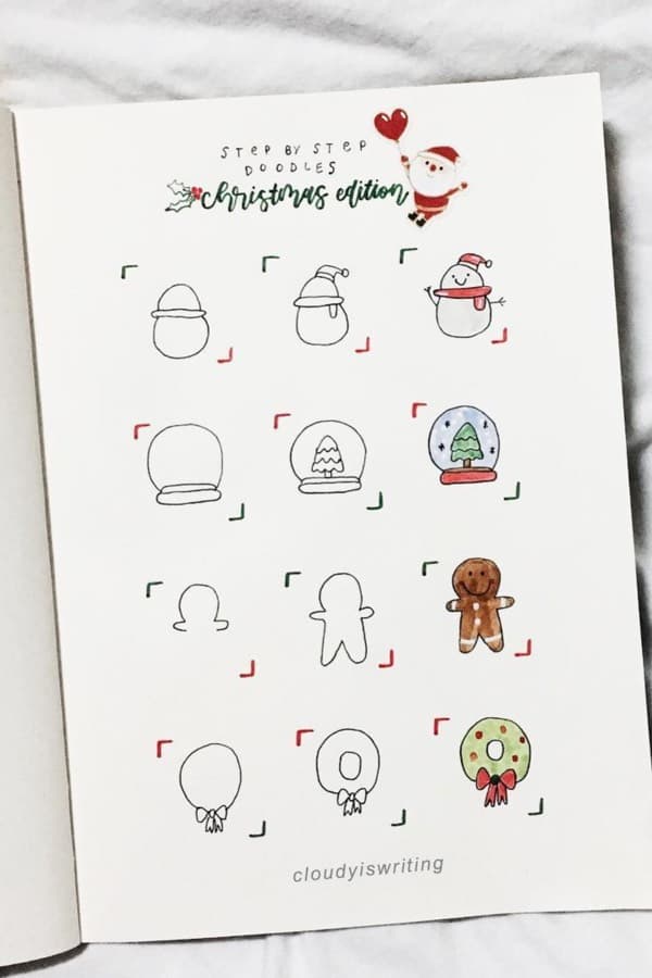 easy bullet journal doodles for christmas