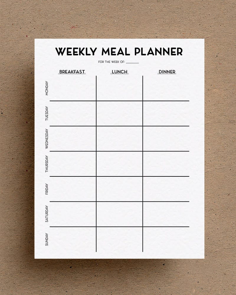 free basic food planner printable