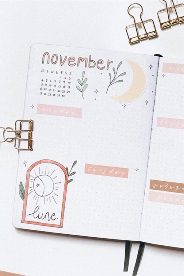 weekly spread with fall stickers