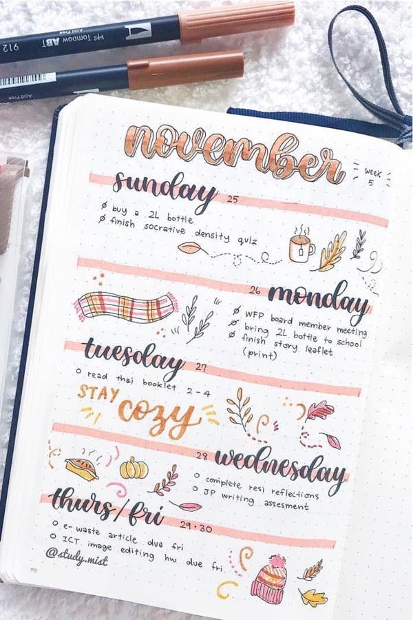 one page november weekly spread