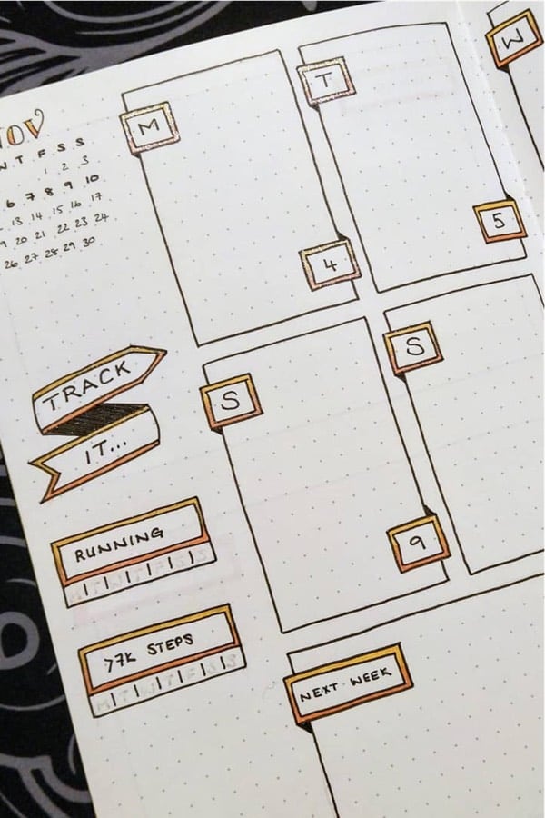 bujo weekly log example for autumn