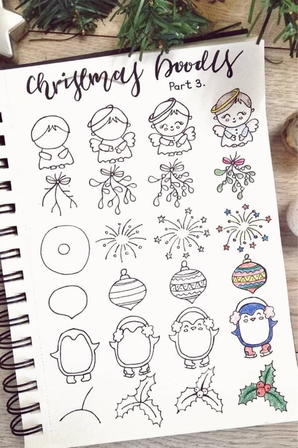 bullet journal doodle tutorial for december