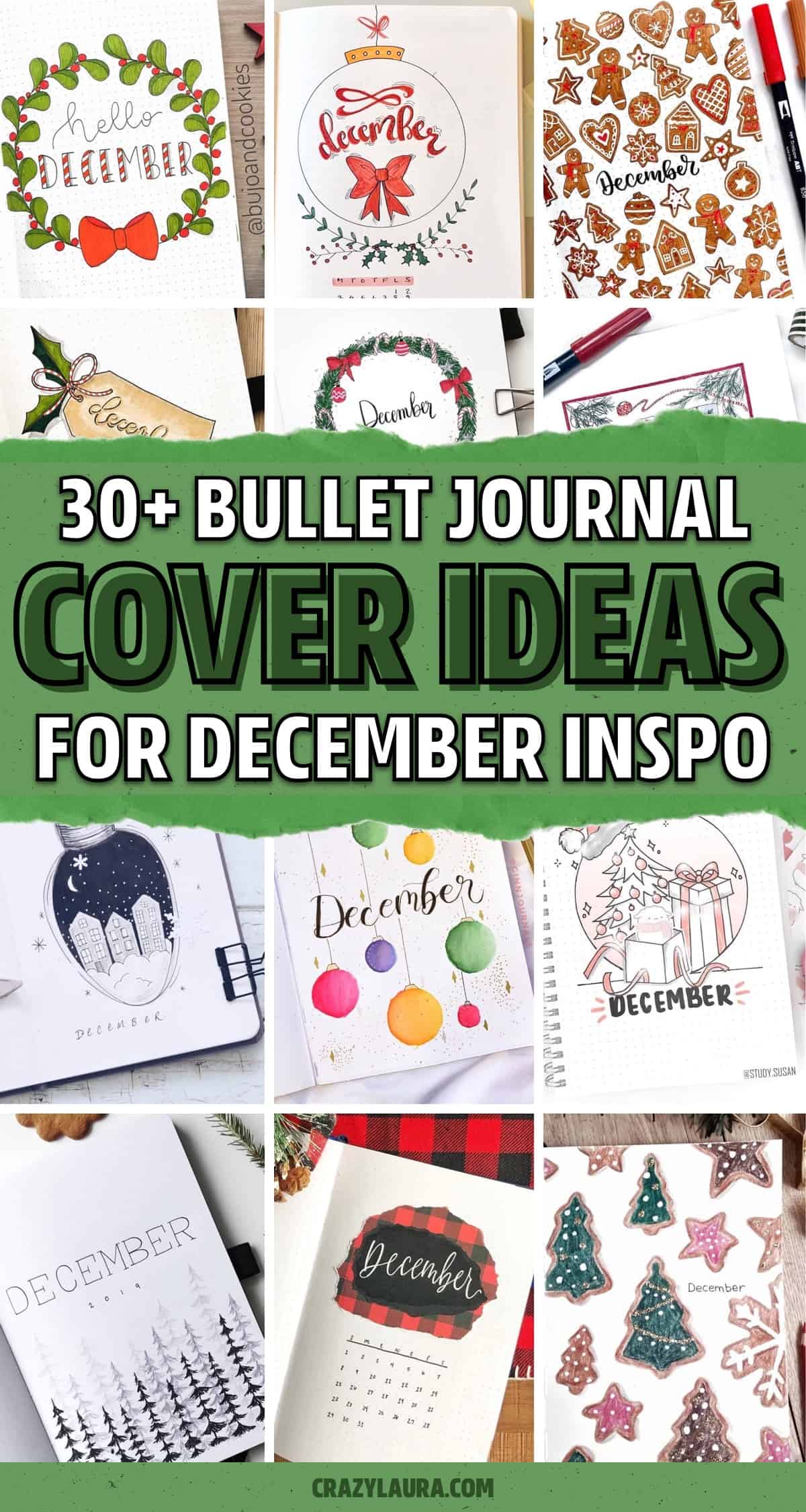 list of december bujo cover spreads