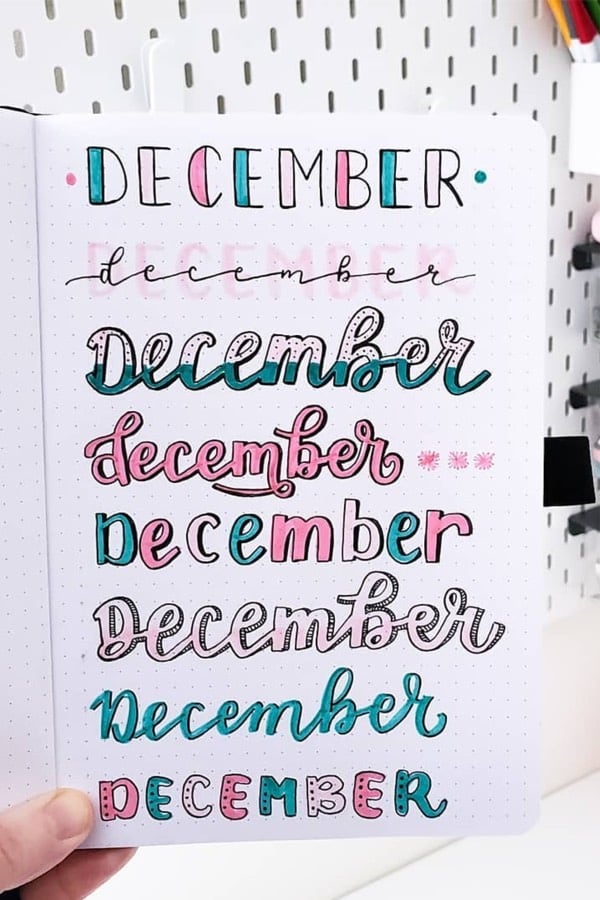 example for december bujo titles