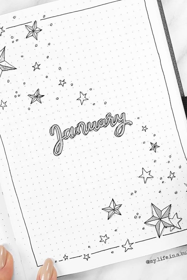 bujo cover with star theme