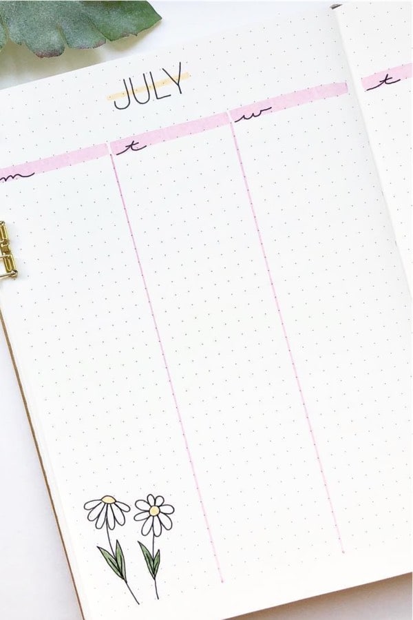 simple ideas for pink bujo page