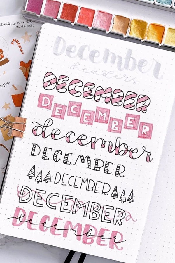 easy december bullet journal header