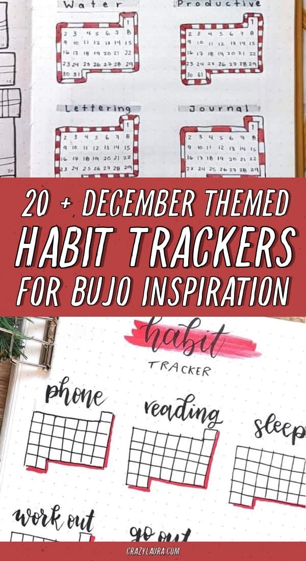 december themed bujo tracker spreads