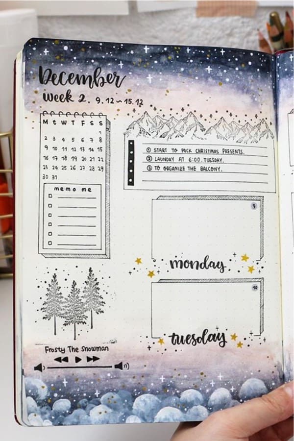 bullet journal layout ideas for winter