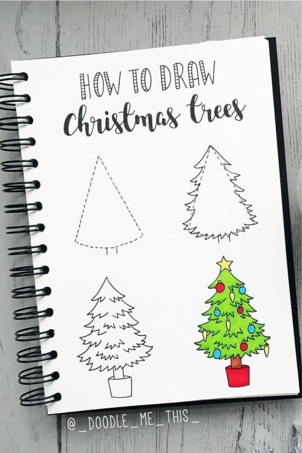 step by step winter tree doodle