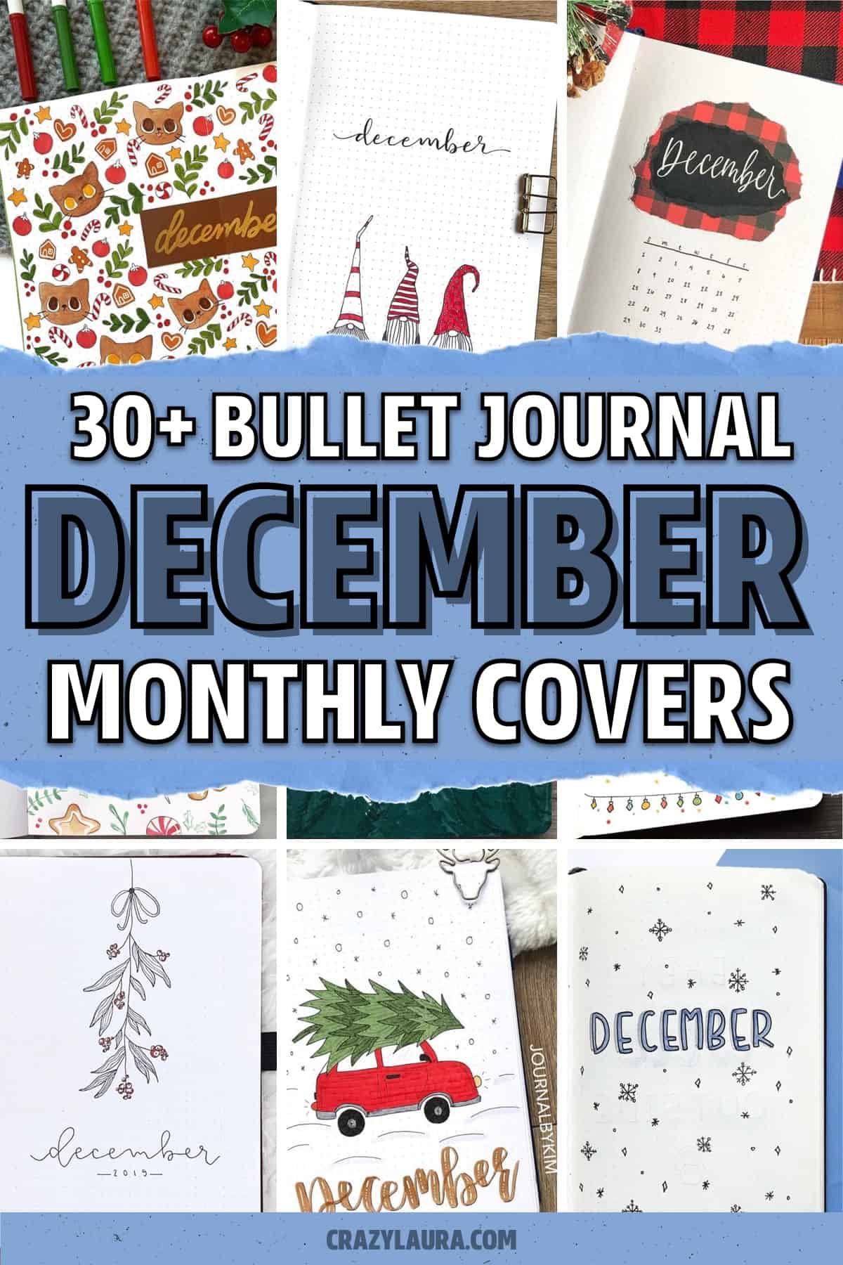 winter themed monthly covers for bujos