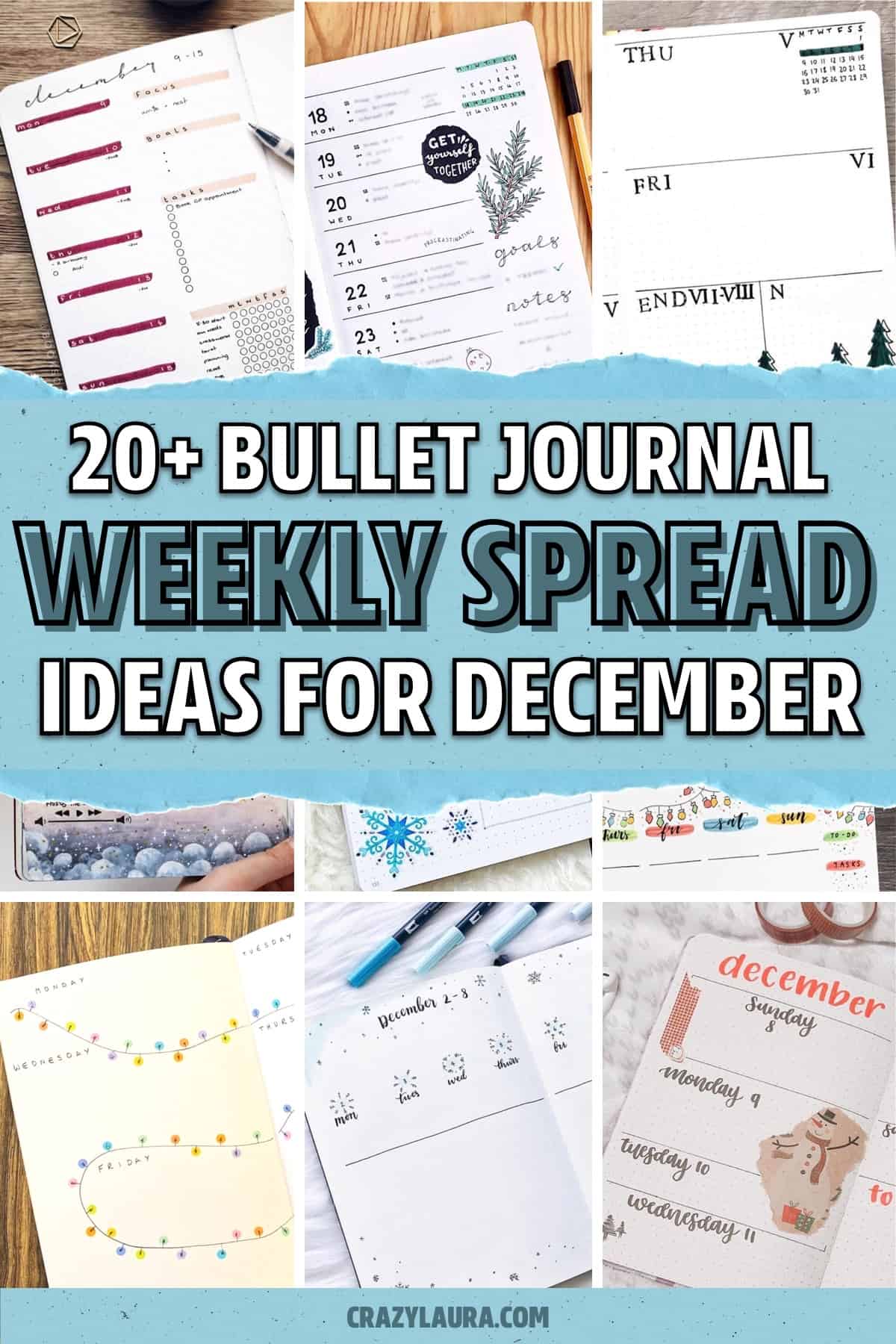 creative layouts for december bullet journal
