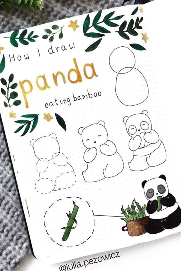 step by step panda doodles