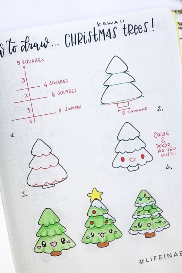 best december bujo doodle tutorials