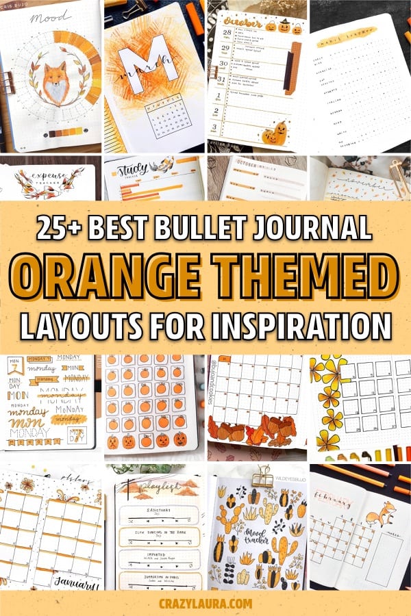 orange bullet journal pages