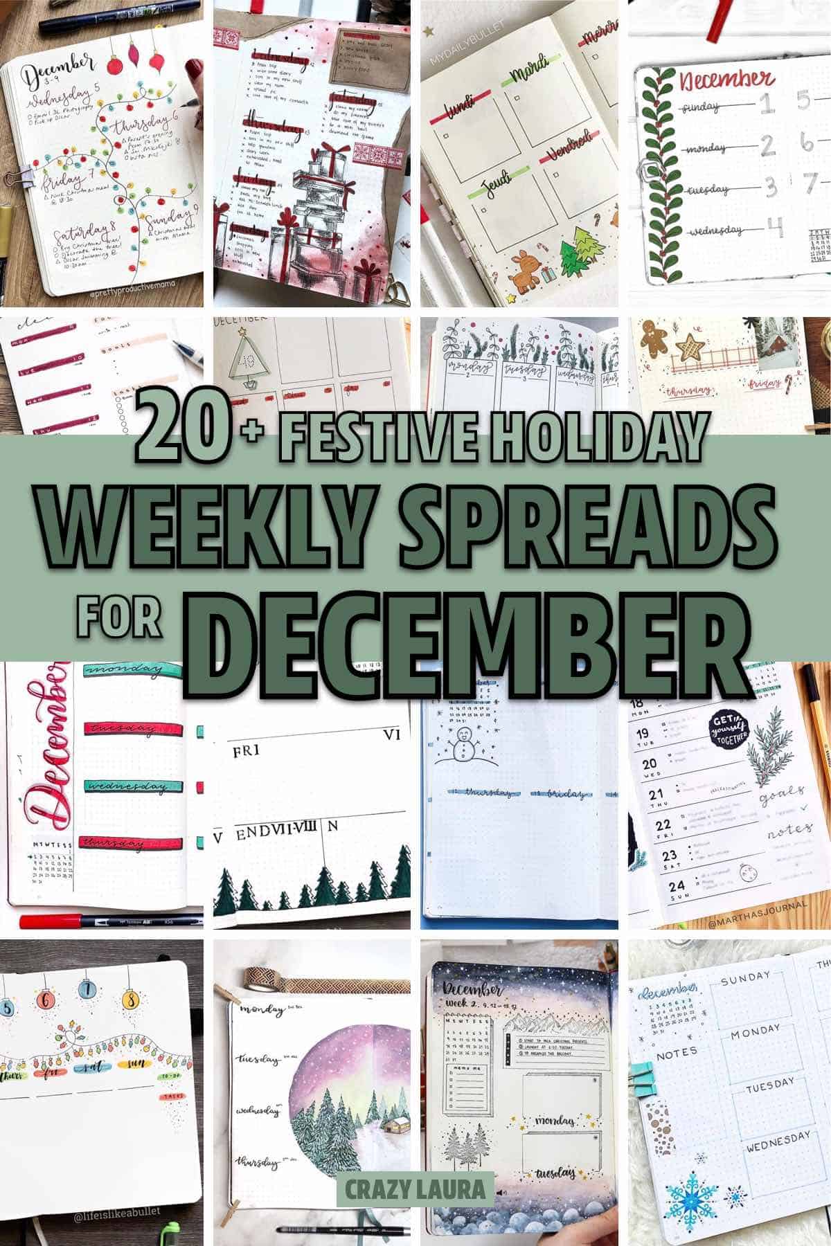 holiday season weekly log ideas