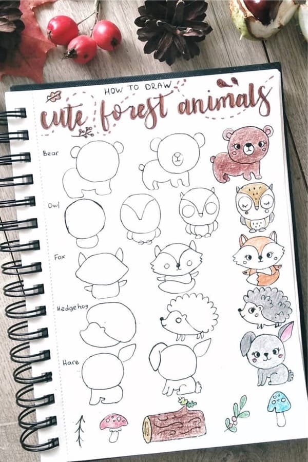 how to draw animals for bullet journal