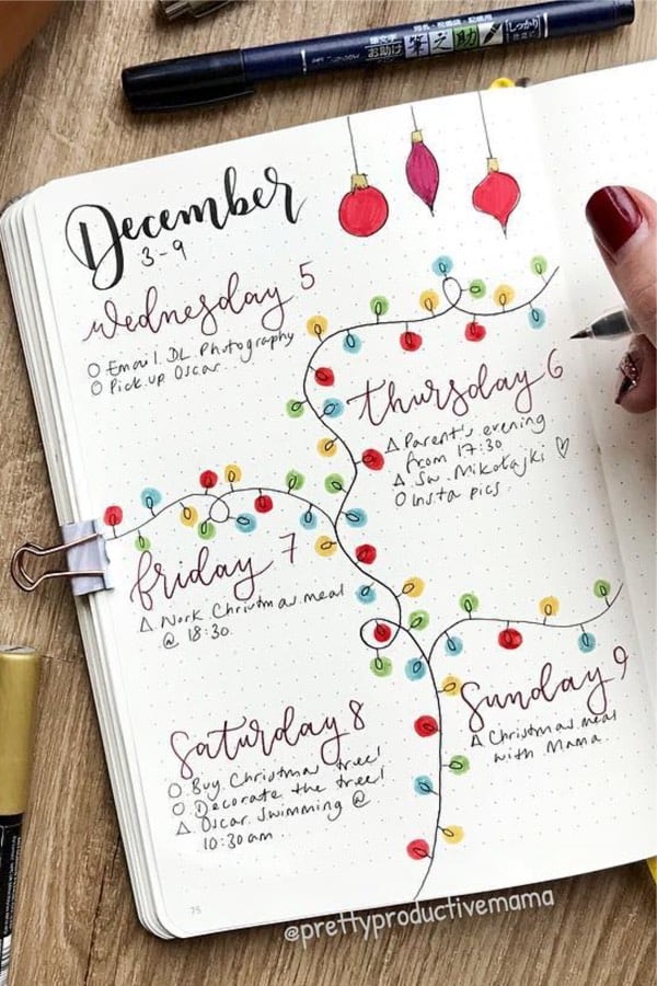 cute december weekly spread ideas