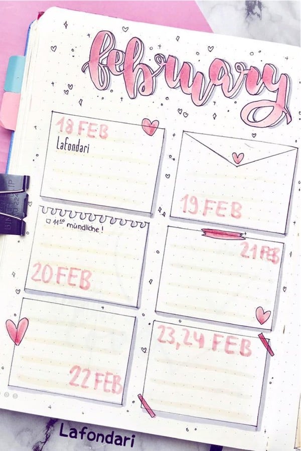cute weekly spread for valentines day