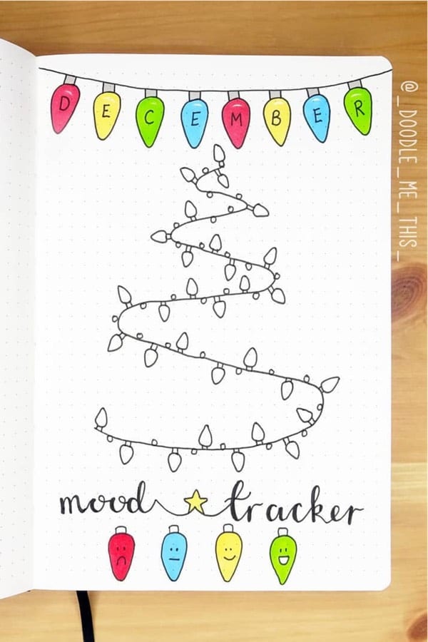 christmas themed bullet journal mood tracker