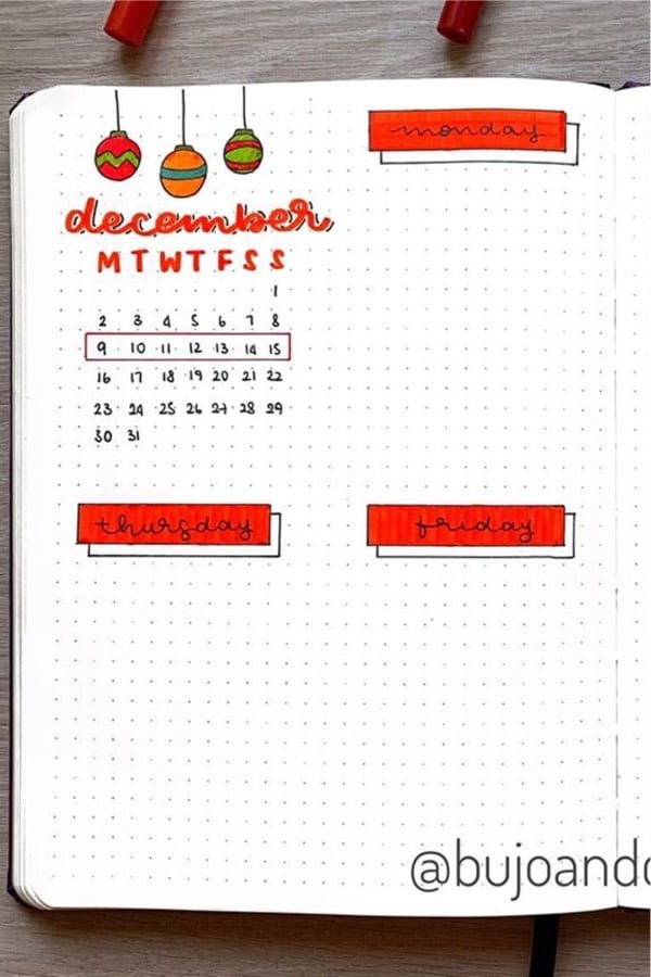 weekly spread examples for christmas time