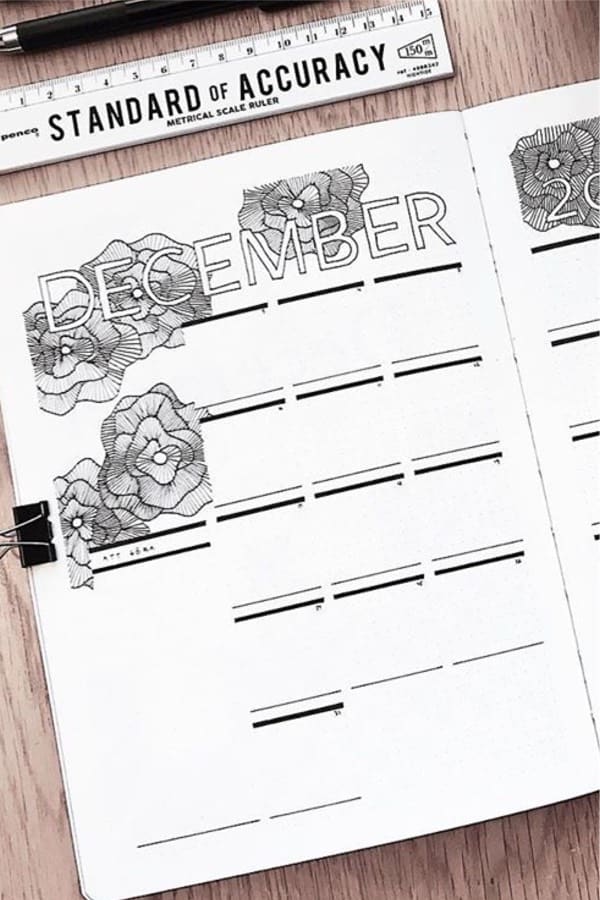 bullet journal layout ideas for december