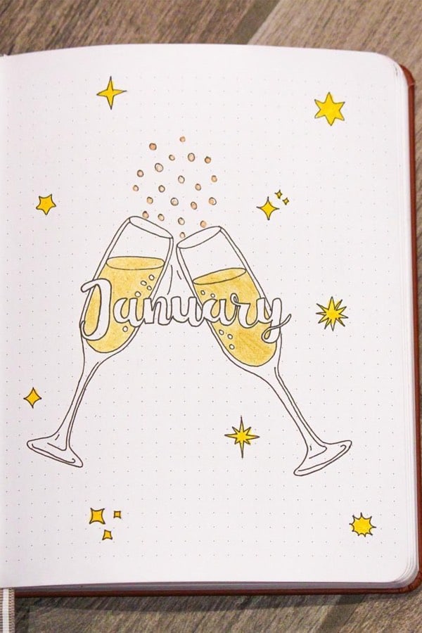 january cover spread with yellow theme