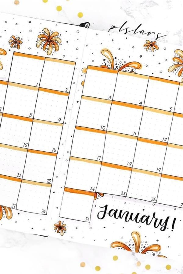 bullet journal spread ideas with orange colors