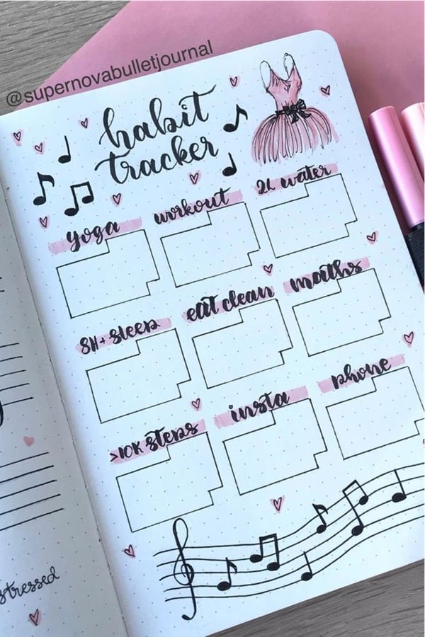 bullet journal ideas with pink theme