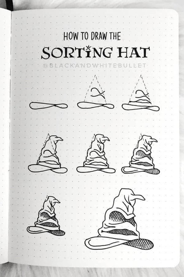 step by step sorting hat doodle spread