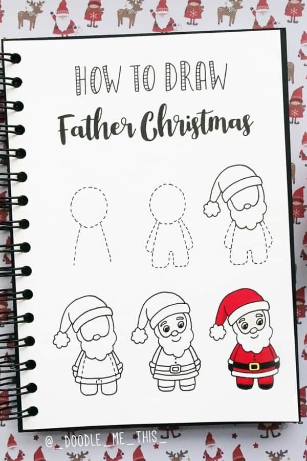 father christmas doodle tutorial
