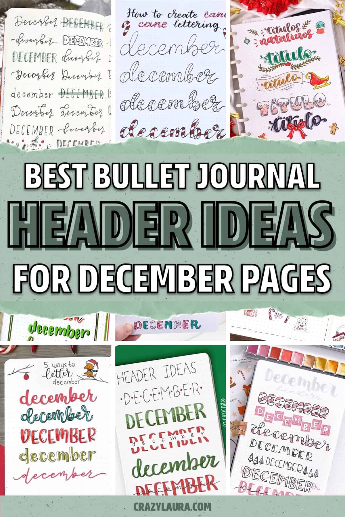 list of december dot journal headers