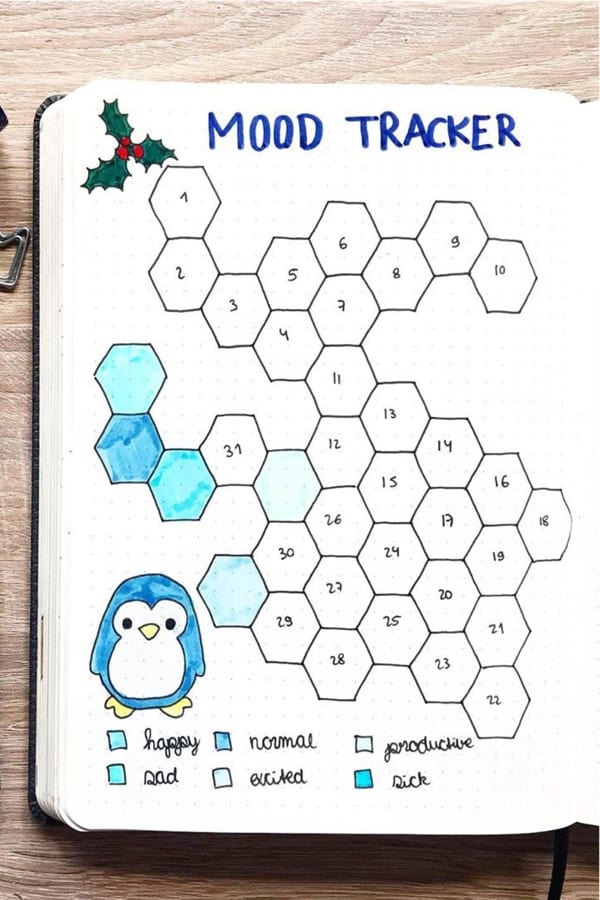 easy december mood tracking page ideas