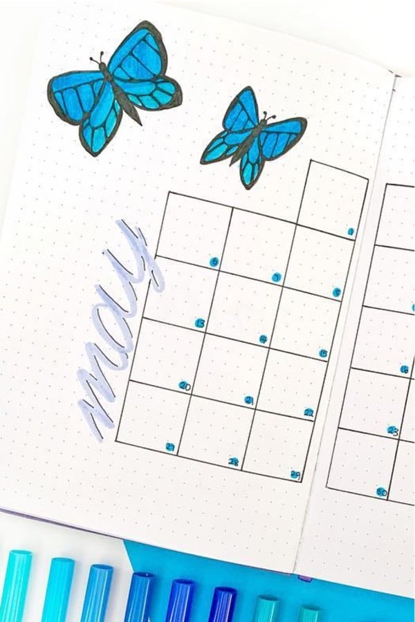 monthly spread with blue