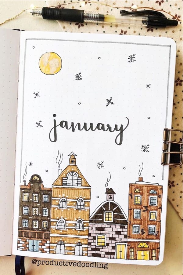 bullet journal cover page for jan