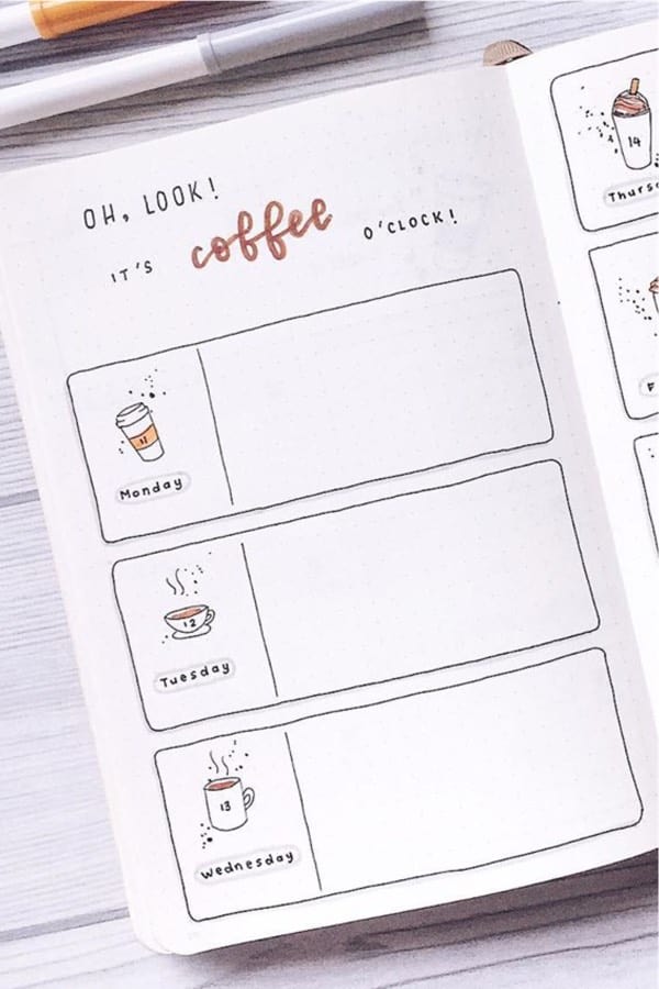 best coffee themed bullet journal ideas